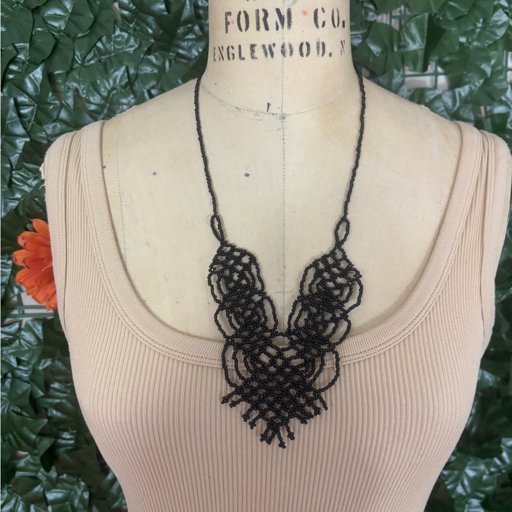 Elegant Black Beaded Necklace